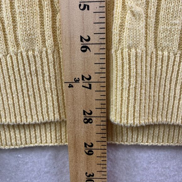 VTG John Ashford Men Linen Cotton Cable Knit Sweater Vest Sz L Butter Yellow - Picture 6 of 10
